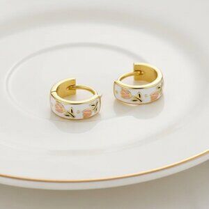 925 sterling silver with gold plating tulip huggies